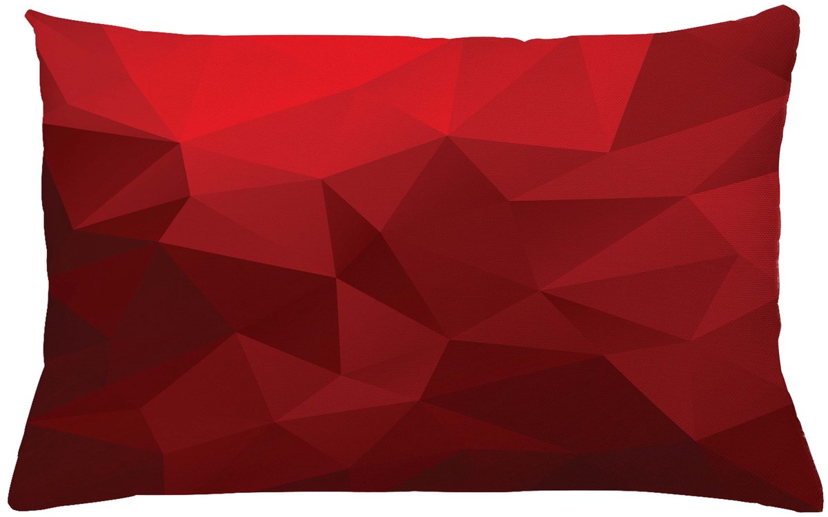 ABAKUHAUS Rood Kussenhoes, Triangular Mozaïek met Poly, Dubbelzijdige Digitale Print met Ritssluiting, Kleurecht, Onderhoudsvriendelijk en Wasbaar, 65 x 40 cm, Scharlachrot Rubin Rood