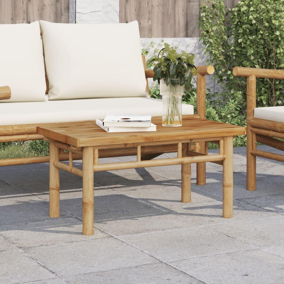 Salontafel 70 x 40 x 35 cm met lattendesign voor optimale ventilatie en stabiliteit, veelzijdig voor binnen- en buitenruimtes zoals woonkamer, balkon en terras, robuust