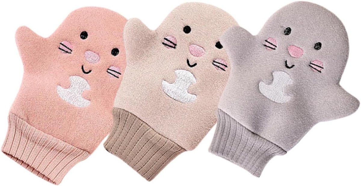3 Stuks Cartoon Exfoliating Badhandschoen Herbruikbare Badzakhandschoen voor Effectieve Huidscrub Zachte Reiniging Massage Willekeurige Kleur