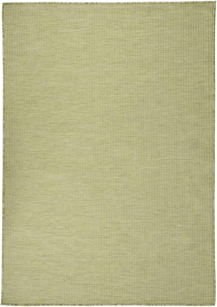 Outdoor tapijt, plat weefsel, weerbestendig, uv-bestendig, buitentapijt, balkon, terras, tuin en zwembad, 140 x 200 cm, groen