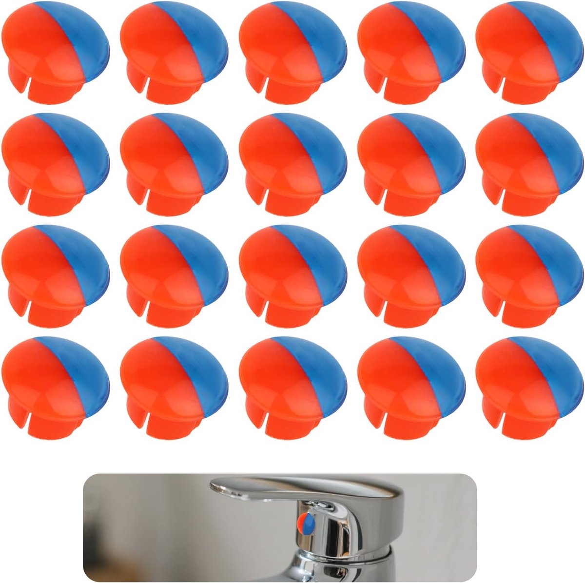 20st Warm en Koudwaterkranen Indicatoren, Kranen Warm en Koud Water Knoppen voor met Diameter van 6,8-7mm voor Mengkranen in Keukens & Badkamers