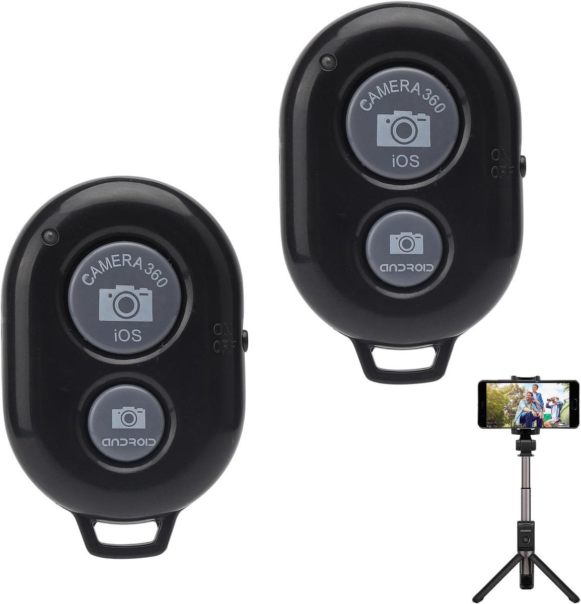 2 stuks Bluetooth afstandsbediening, camera-ontspanner, afstandsbediening, mobiele telefoon trigger, Bluetooth selfie afstandsbediening, universele mobiele telefoon-camera-ontspanner, met iOS Android