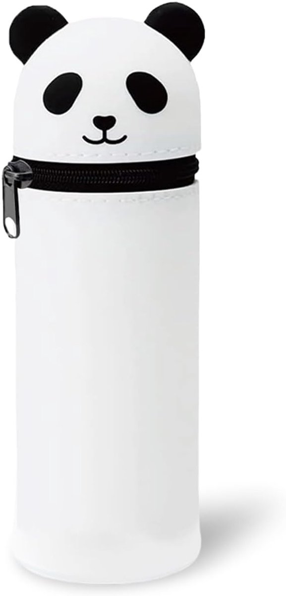 Pennenetui voor school, 2-in-1 van zachte siliconen, pennenhouder voor op tafel, met ritssluiting, kleurpotloden, viltstiften, pennenetui, schattige dieren, panda, voor school, kantoor,