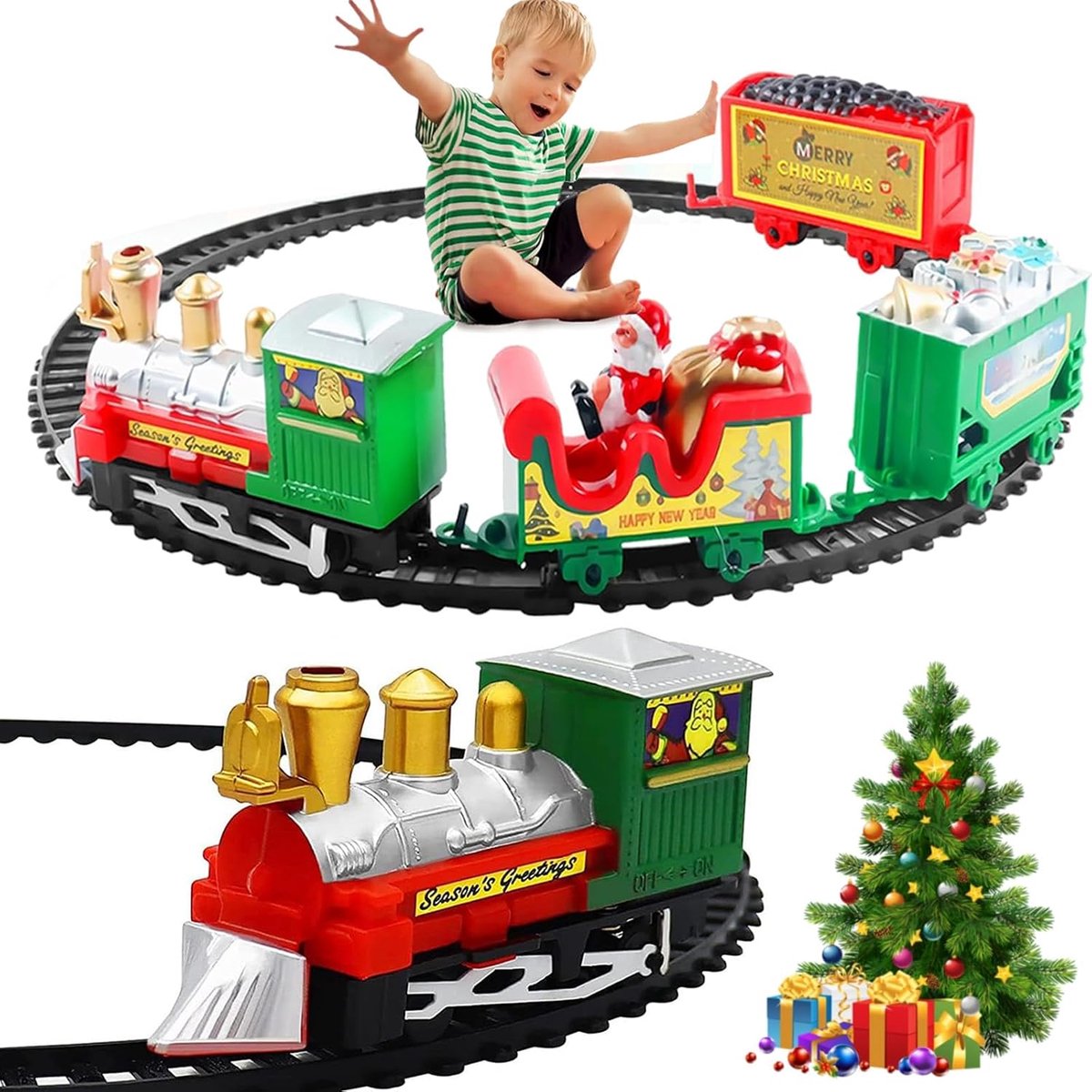 Elektrisch speelgoed voor kersttrein en elektrische treinen met rails, ideale kerstcadeau voor kinderen