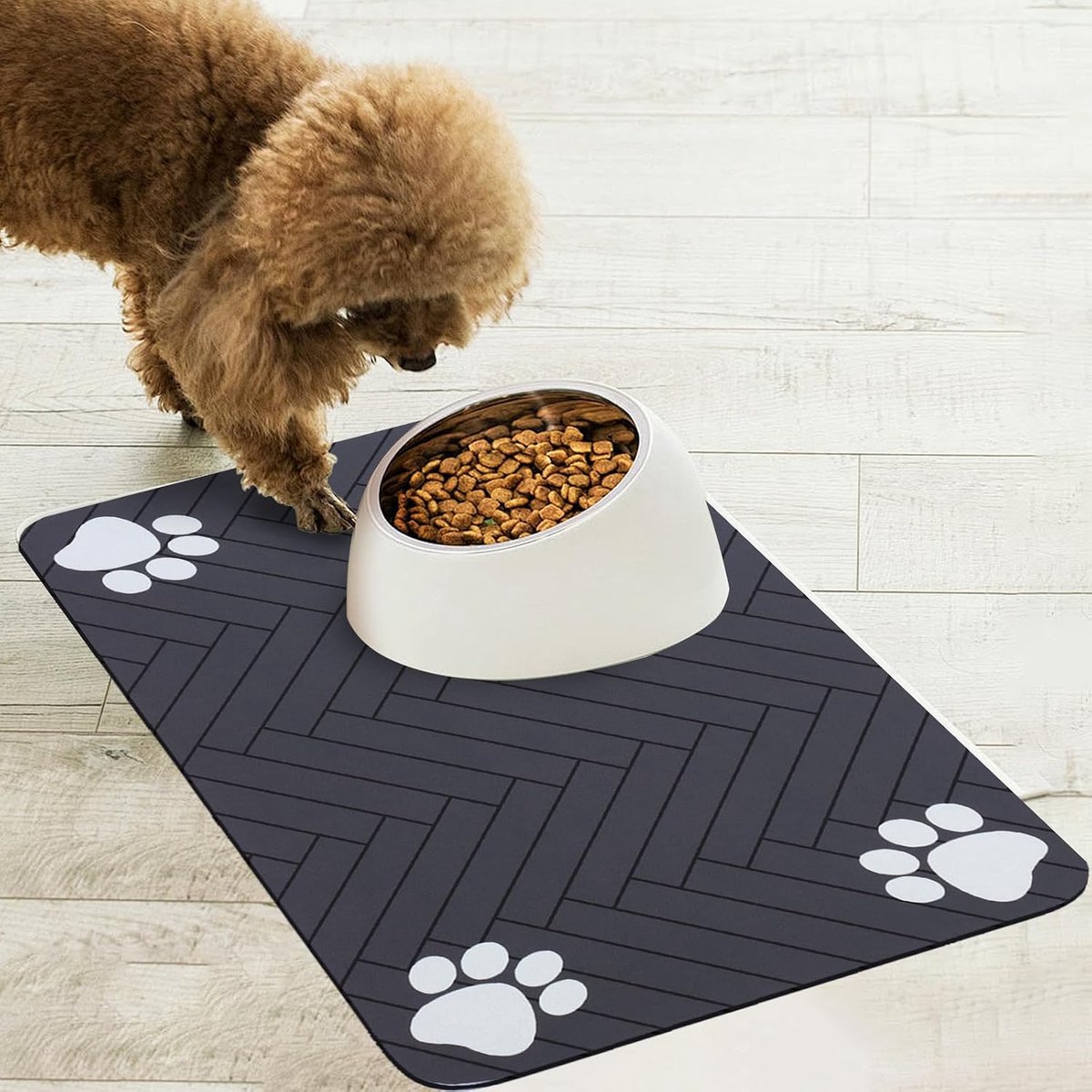 Voedermat voor honden en katten, antislip, super absorberend, sneldrogend en eenvoudige reiniging (grijs, 30 x 50 cm)