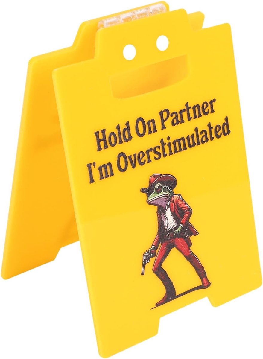 Grappige Gele Bureaudecoratie, Wacht Even Partner Ik Ben Overprikkeld Grappig Bureaubord Grappige Kantoordecoratie voor Collega's en Vrienden