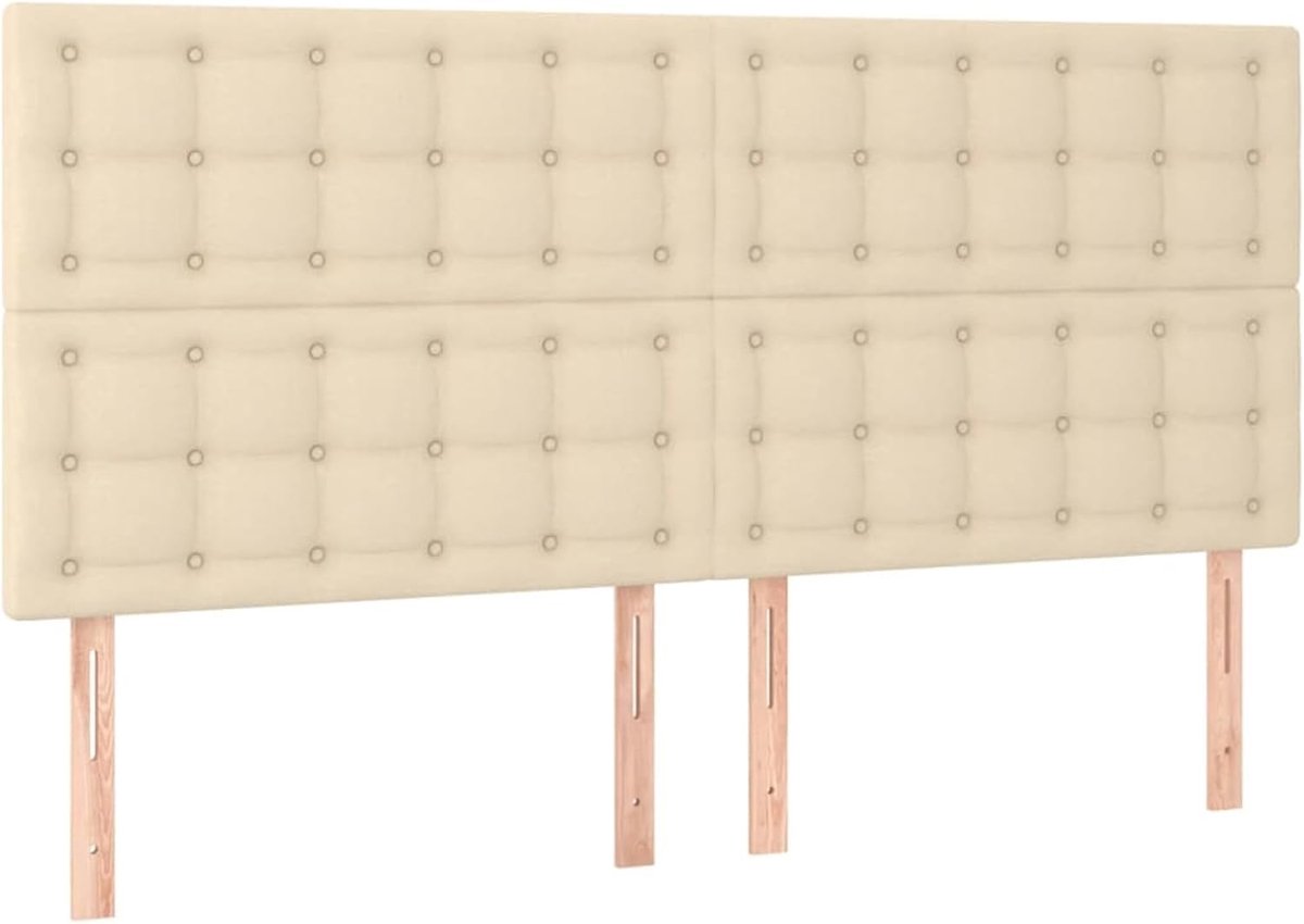 Hoofdeinde, crème, 160 x 5 x 118/128 cm, stof, voor bedden zonder hoofdeinde, ideaal voor slaapkamer en moderne woonkamers, eenvoudige montage, gemakkelijk te reinigen en rugvriendelijk zitten