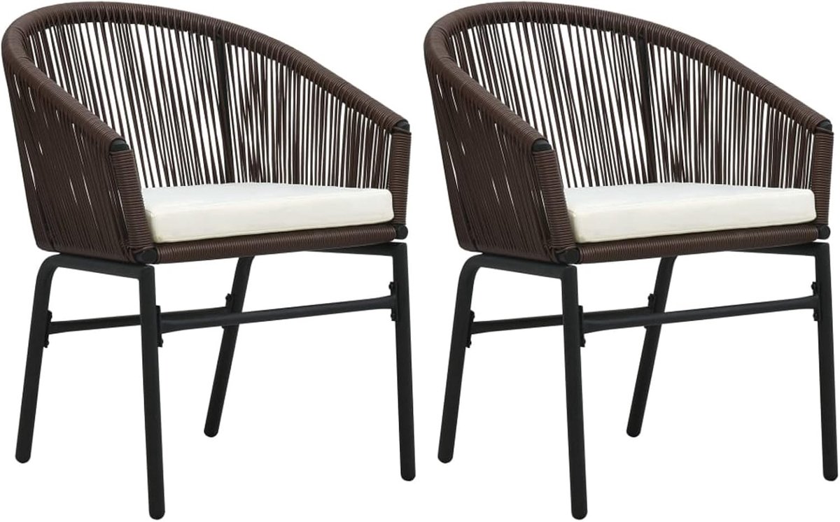 Tuinstoelen tuinstoelen tuinstoel terrassen zitmeubelen campingstoel, tuinstoel, tuinstoel, stoel, terrasstoel, 2 stuks, bruin PE-rotan