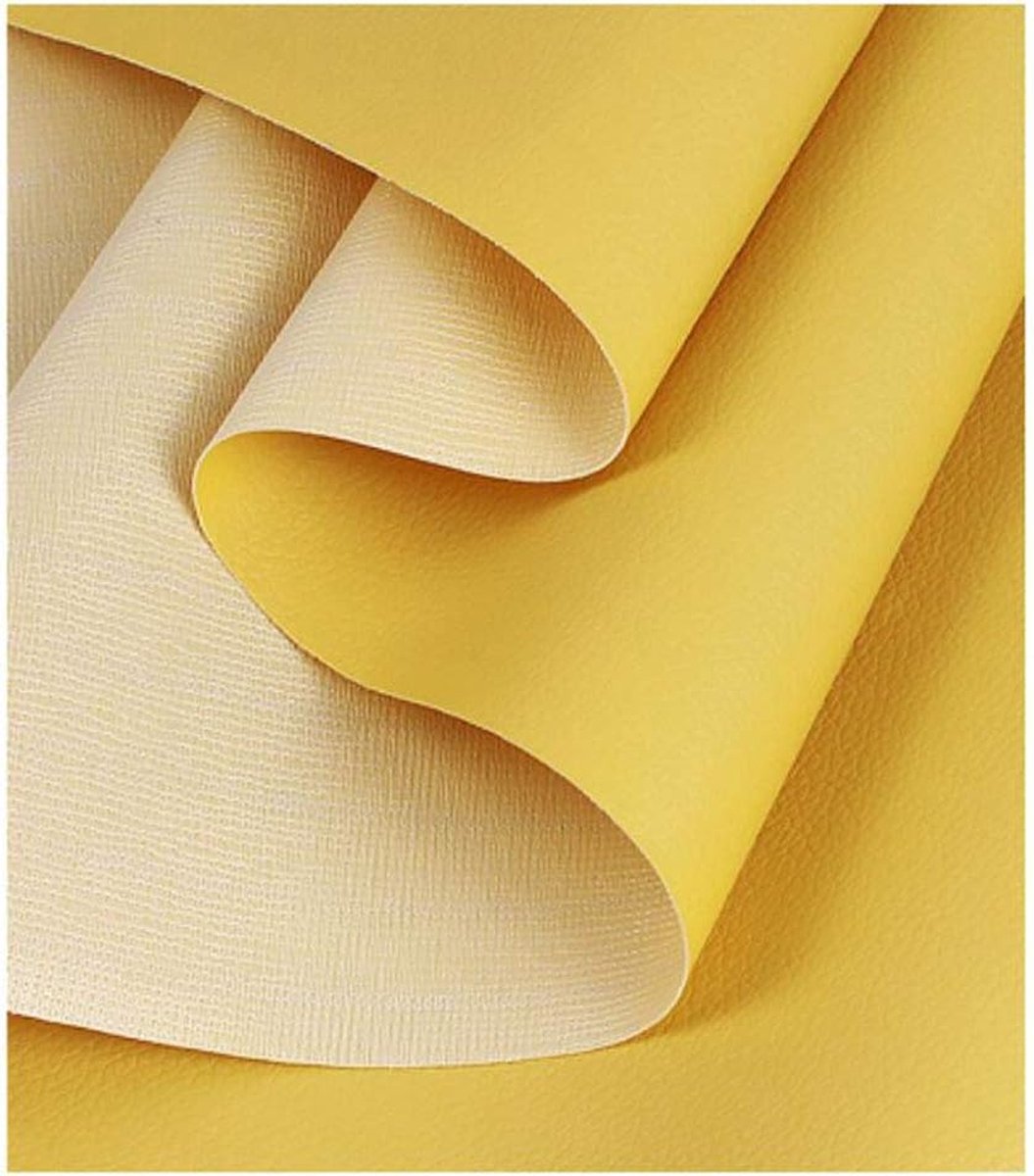 Nepleer, vinyl, voor kleding maken, bekleding, stoffen van imitatie-PVC, Litchi, stof, canvas, achterkant, leer, kunstleer (Maat: 1,38 x 5 m, kleur: geel)