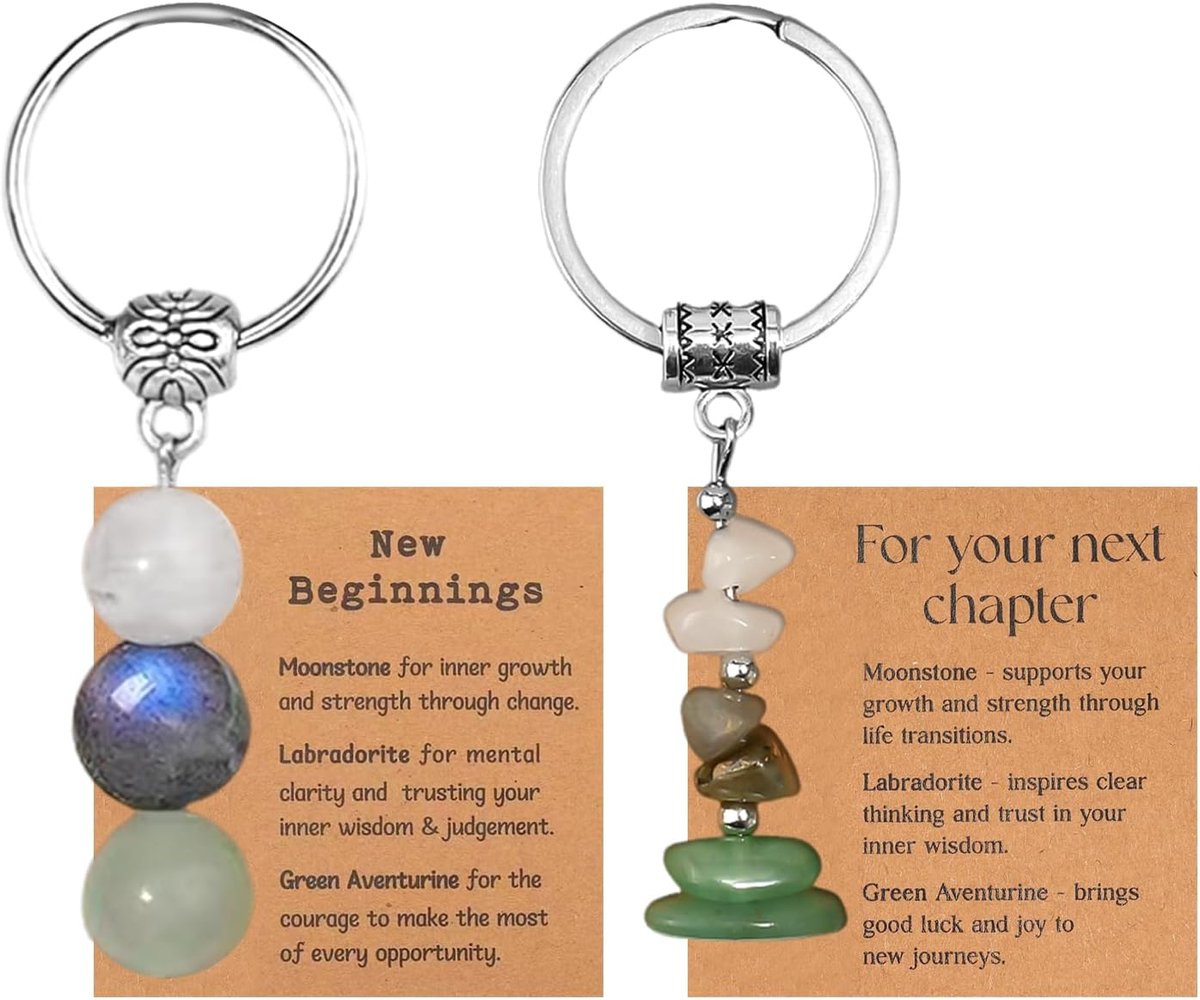 2 Stuks Natuurlijke Maansteen Sleutelhanger, Crystal Healing Sleutelhanger, Ideale Moederdag Cadeau, Geschikt Voor Dochters, Vrienden, Collega ' S.