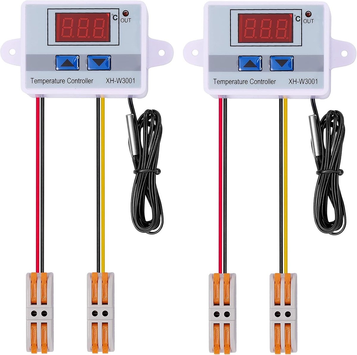 Temperatuurcontroller 2pcs - Digitale LED - Met snelle koppeling - Programmeerbaar 50 tot 110 graden - Voor verwarming en koeling