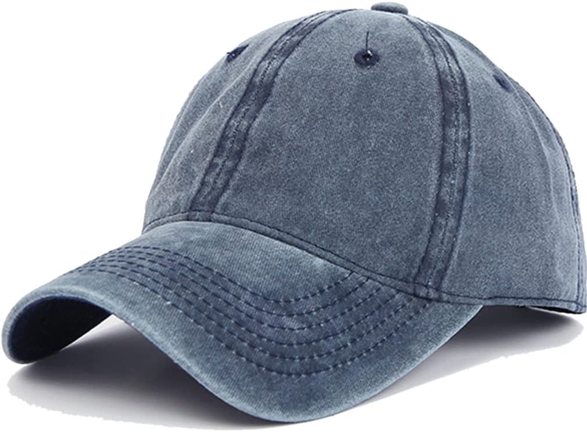 Hoed voor dames en heren, verstelbaar, katoen, casual, outdoor, baseballpet, heren, dames, muts, verstelbaar, vintage, gewassen, verouderd, marineblauw