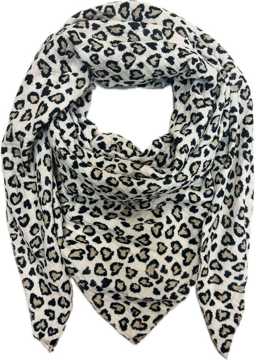 Driehoek Gebreide Sjaal Hart Luipaard Liefde Lente Sjaal 100% Katoen Made in Italy Fashion Doek Driehoekige Sjaal Hart Stola Herfst Lente Doek Leo