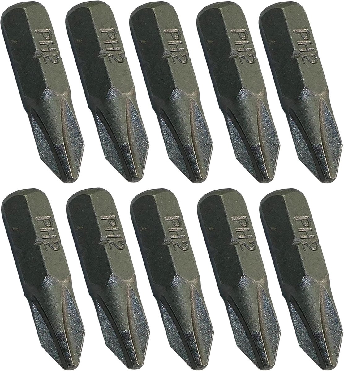 Schroefbitset PH2x25mm - Staal S2 - 10 stuks - Phillips kruis - Voor schroeven PH2