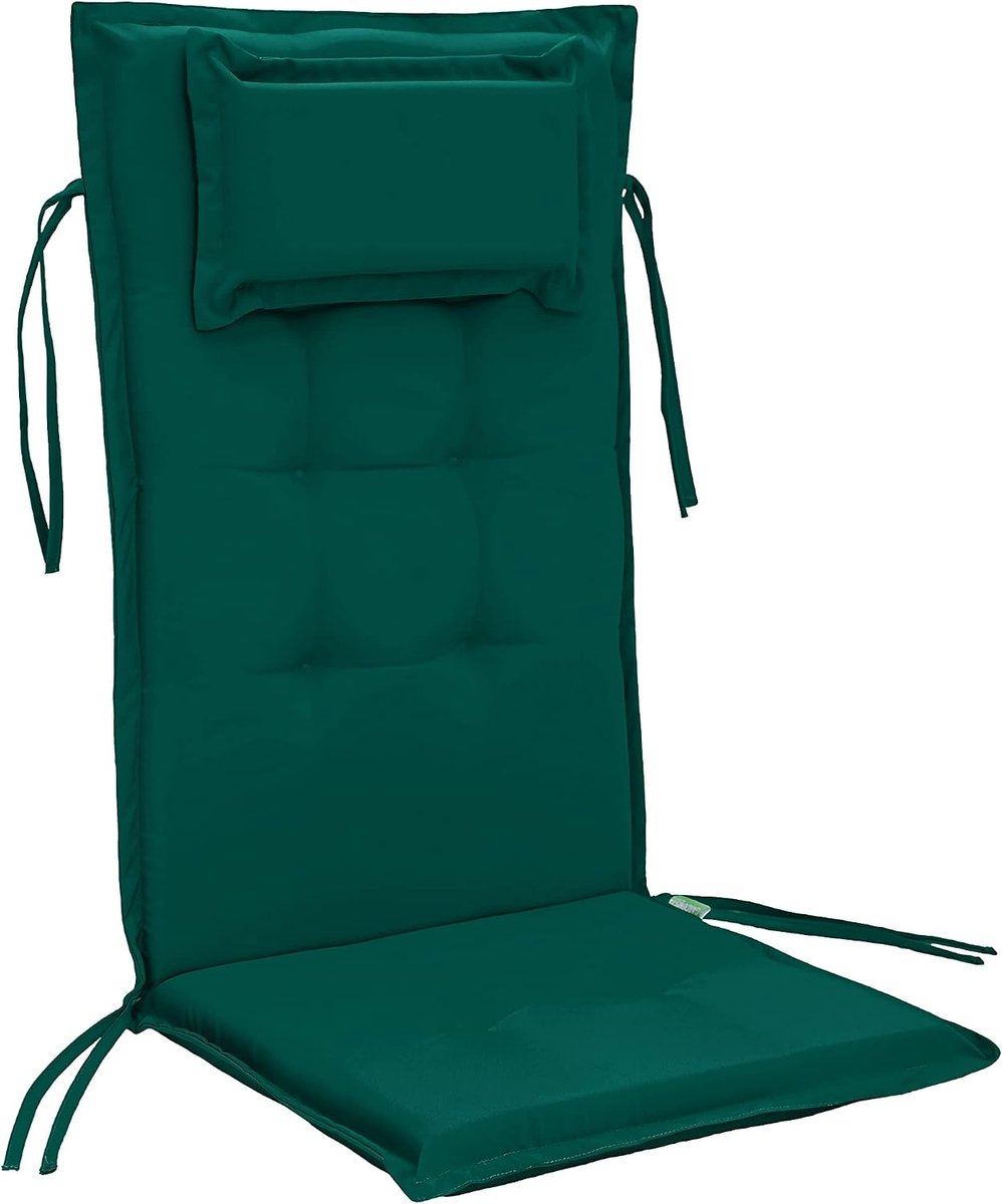 Garden Premium Tuinmeubelen Hoge Rugleuning Stoel Geborduurde Zitkussen | Waterbestendig Materiaal | Buiten- en Binnen Zitkussen | Zacht, Duurzaam, Comfortabel Schuimvulling (Groente)
