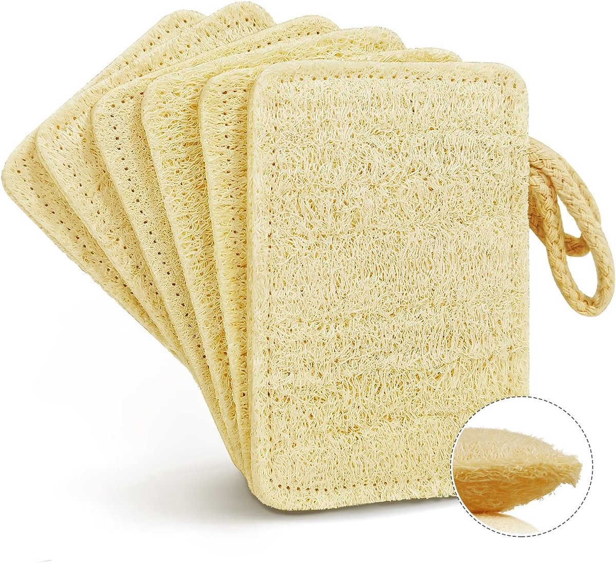 Loofah-keukenafwasspons, composteerbaar schuursponsje (pak 6) 100% natuurlijke plantaardige vezels kunnen effectief olievlekken en hardnekkige vlekken verwijderen