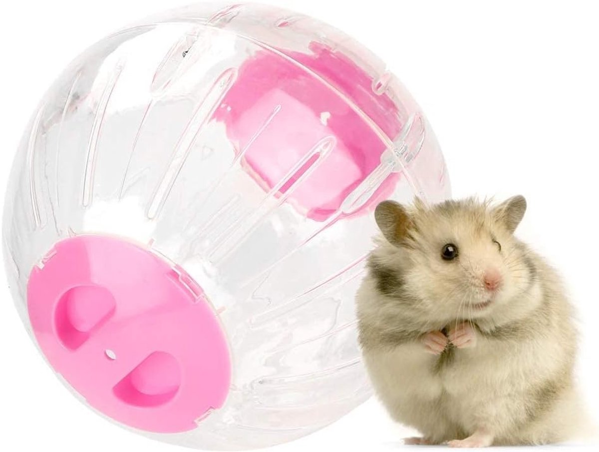 18.5cm Hamster Oefenbal, plastic Hamster Running Bal Transparante Hamster Bal Gerbil Oefening Running Bal voor Cavia Hamster Gerbil(Roze)