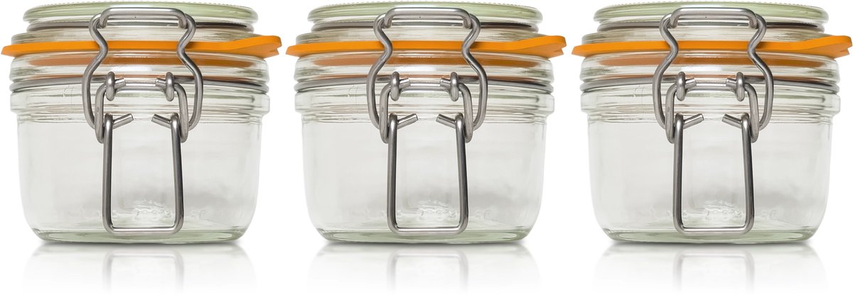 Le Parfait 125ml/gr Weckpotten Set (3x 125ml/gr) | OP=OP VOORDEELSET | 3 Weckpotten van 125 ML | Premium A-kwaliteit | Robuust en Voedselveilig | Ideaal als voorraadpot, inmaakpot of conserveerpot | Made in France