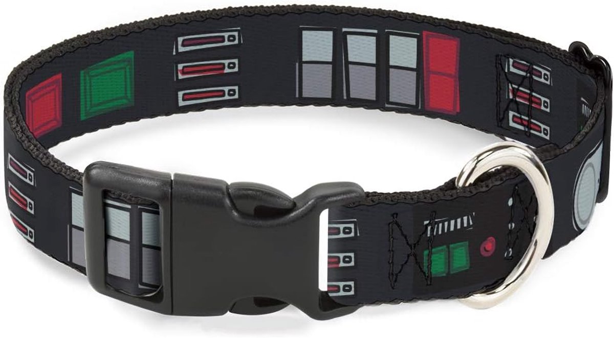Hondenhalsband Plastic Clip Star Wars Darth Vader Utility Riem Bounding3 Zwart Grijs Rood 9 tot 15 Inch 1.0 Inch Breed, Multi Color (DC-BKSR-WSW141-1.0-S)