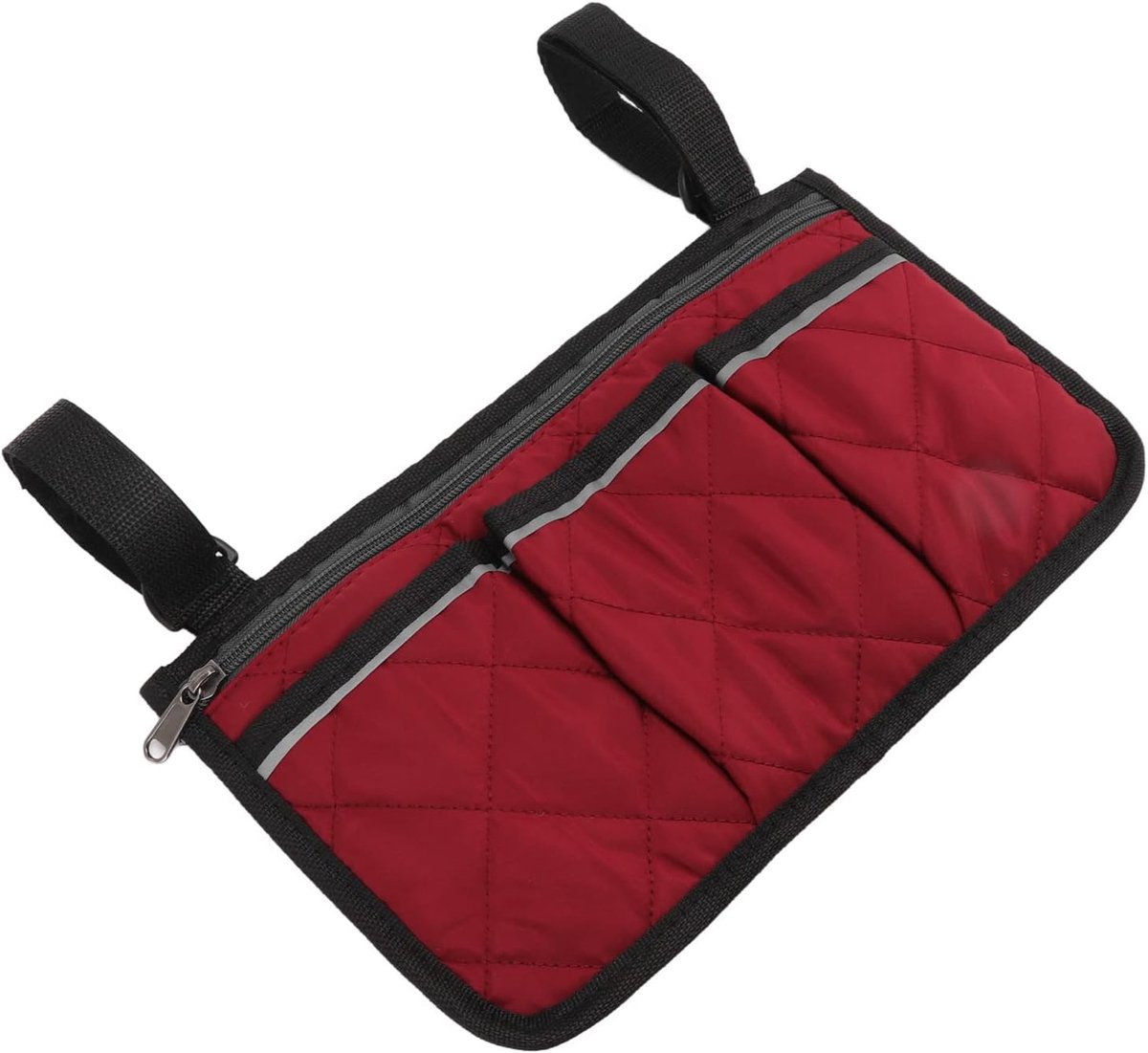 rolstoelarmleuningen, waterdicht, polyester design met meerdere zakken, rolstoelzijvak voor mobiele stoelen buiten, babywagen (zwart (rood)