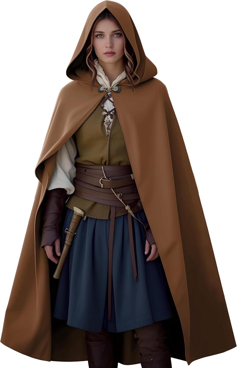 Cape met capuchon voor dames, Victoriaanse renaissance, lange cape met capuchon, voor carnaval, Halloween, kostuum, vampiers, heksen, Vikingen, cosplay.