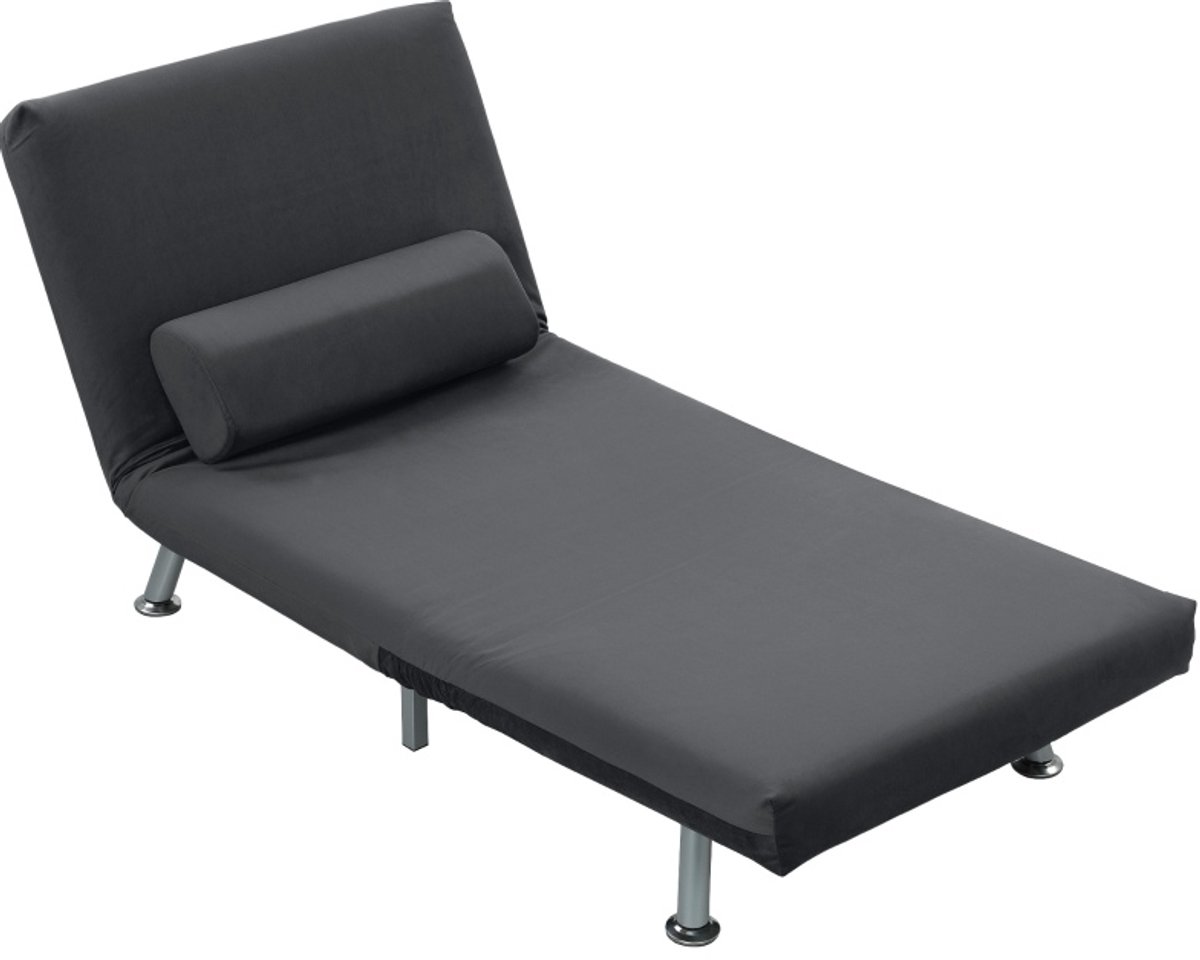DESMIU Klapfauteuil Met Bedfunctie - Verstelbare Rugleuning Voor Logeerkamer - Polyester - 75 x 70 x 75 Cm - Donkergrijs