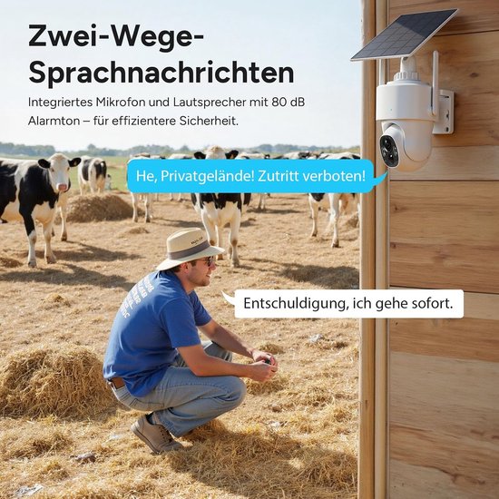 4G LTE bewakingscamera voor buiten, zonne-energie, 2K 3MP HD, 360° PTZ outdoor camera zonne-accu zonder wifi met nachtzicht in kleur, AI-detectie, lokale en cloud-opslag — afbeelding 5