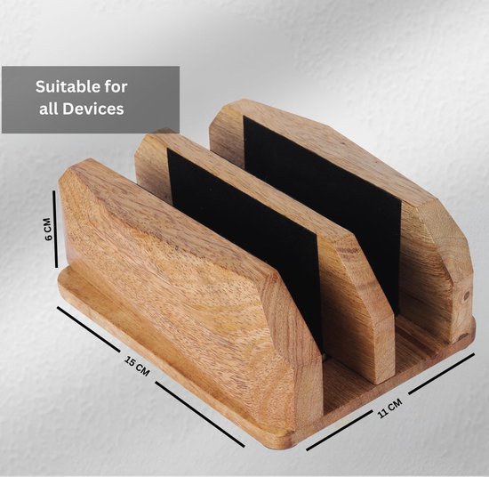 Verstelbare Ergonomische Houten Verticale Laptop Stand Houder voor Desktop Dubbele Laptop Houder-Slot Stand Past Alle Laptops Tot 17.3" Corporate Duurzame Geschenken - Mangohout — afbeelding 4