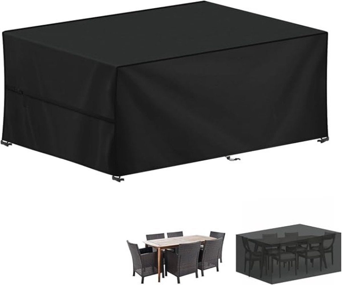 Livatto Tuintafelhoezen 220x100x75 cm – Waterdichte Beschermhoes voor Tuinmeubelen – 420D Oxford Stof – Winddicht en UV-Bestendig – Zwart