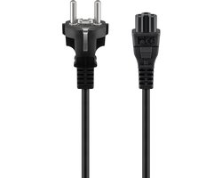 Goobay Voedingskabel met randaardestekker type E/F naar C5-apparaatbus, 2 m, zwart, 3-pins, max. 2,5 A belastbaar, flexibele PVC-kabel (H05VV-F3G), voor laptops, pc's of monitors