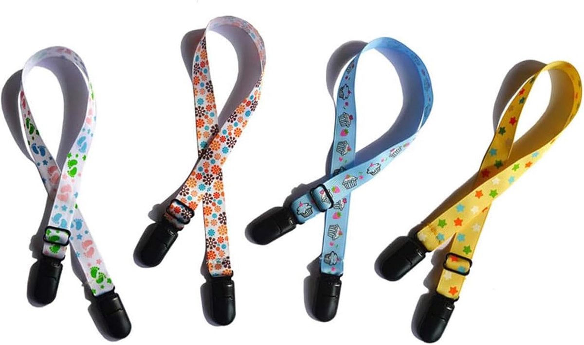 4 stuks Baby Anziani Adult Regolabile Colori assortiti Bavaglino Con Clip Tracolla Tovagliolo Clip Lanyard