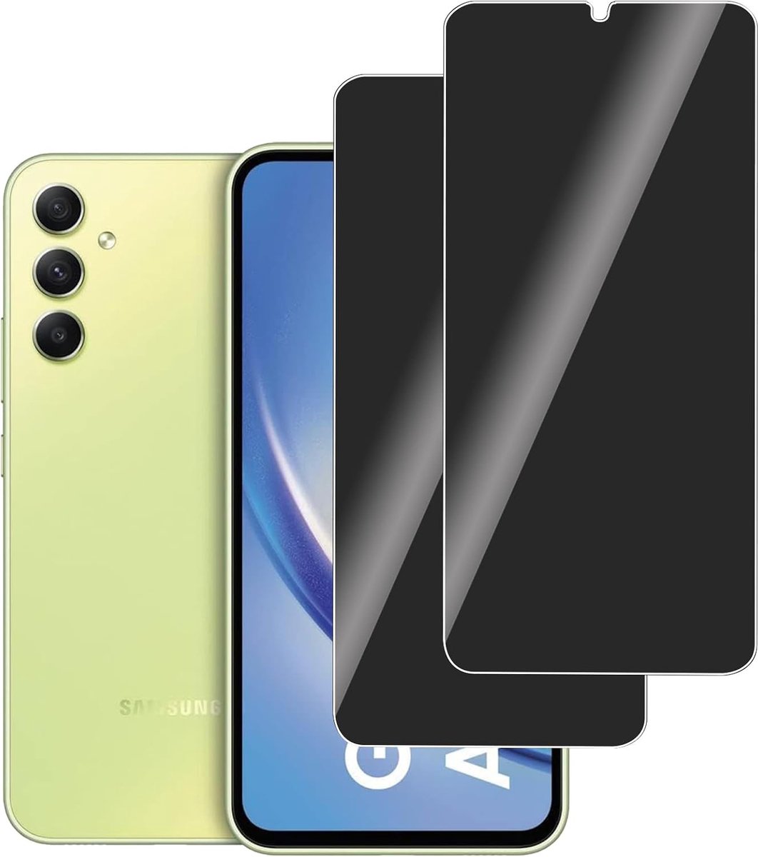 2 stuks, Privacy Glass Screen Protector Compatibel met Samsung Galaxy A34 5G, Bubble-, Krasbestendig, 9H Hardheid Anti-Spy Gehard Glazen Screen Protector voor Samsung Galaxy A34 5G