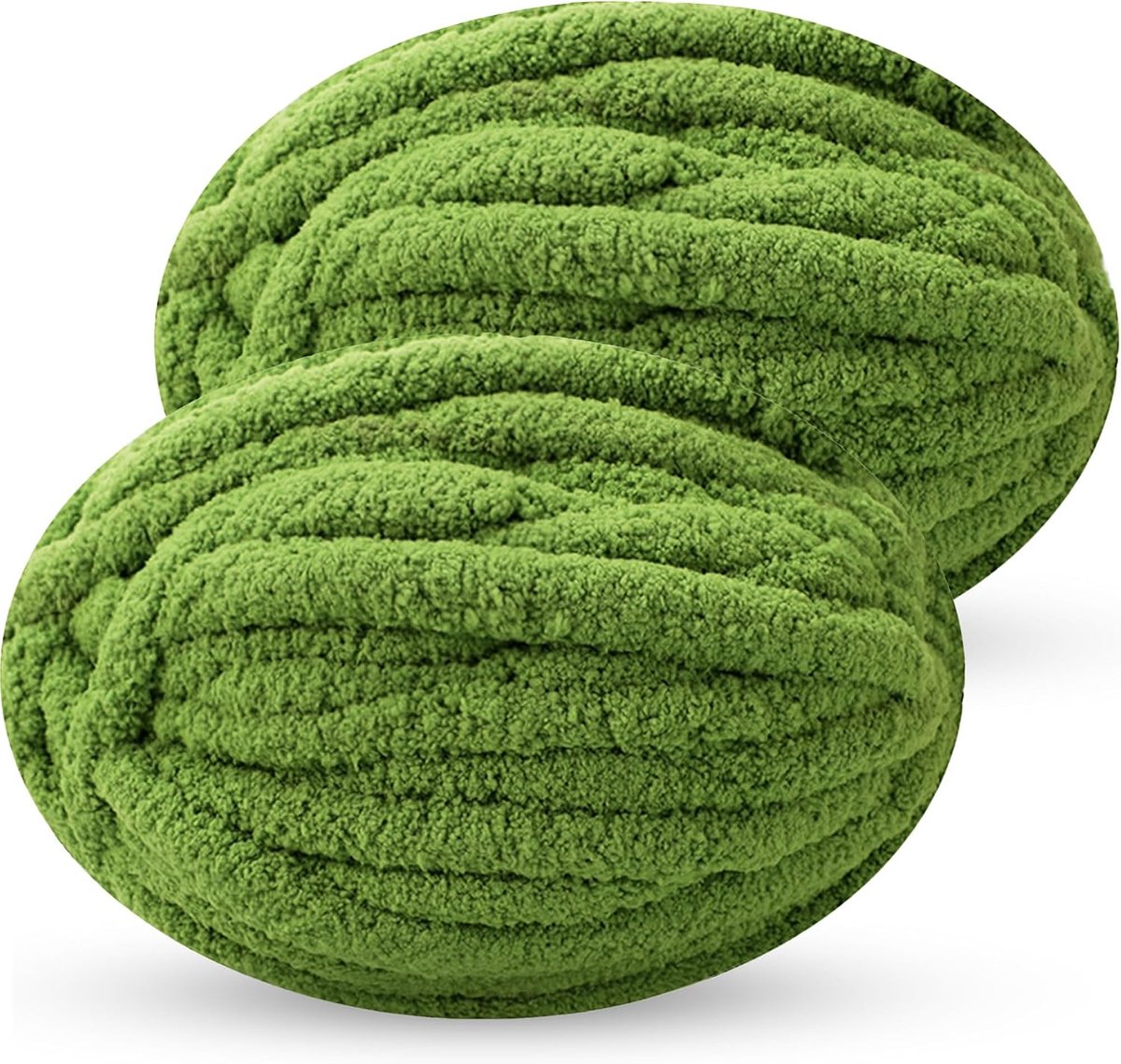 Chunky Yarn for Hand Knitting, Tick Wool Plush Yarn 2 Stuks Totaal 500 g (Grasgroen)