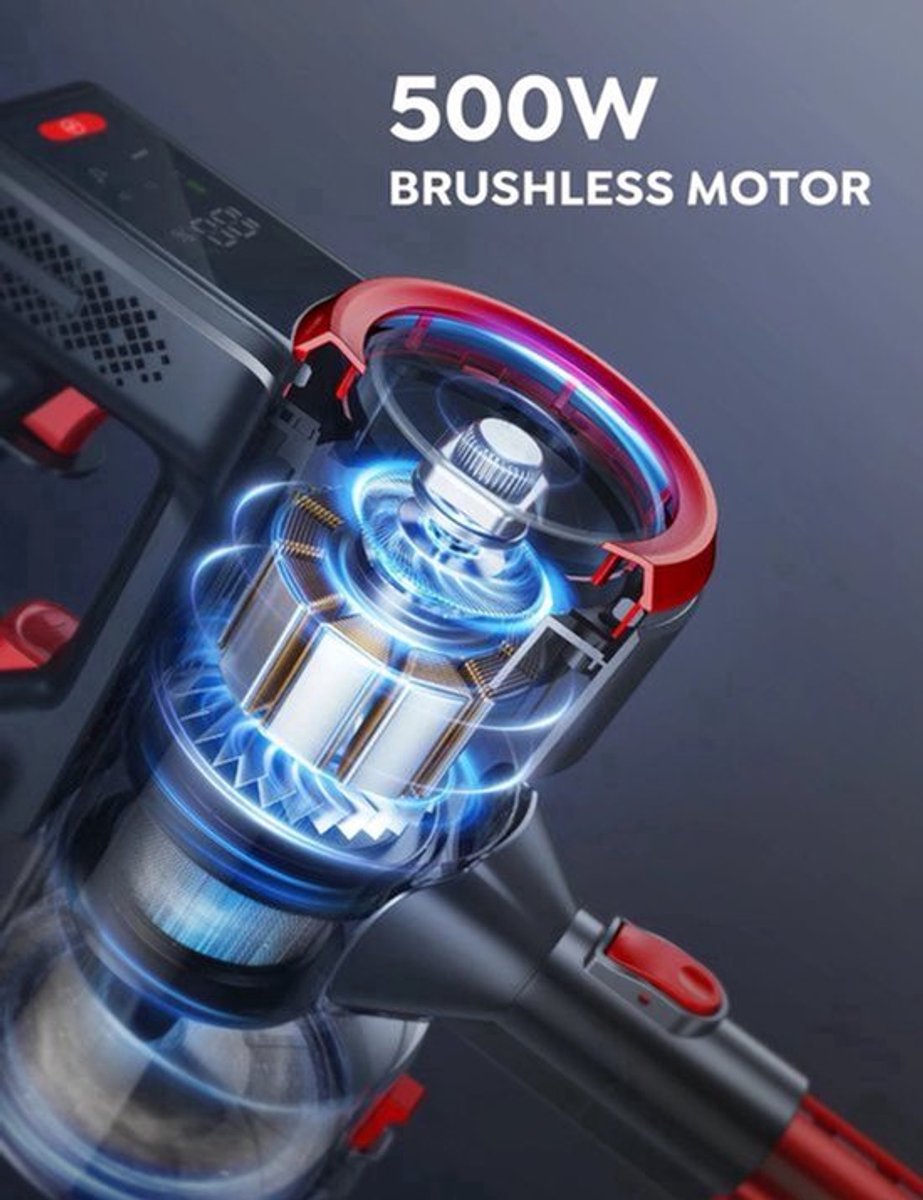 Steelstofzuiger - Vacuum Cleaner - Draadloze Stofzuiger- Kruimeldief Snoerloos - 500W - 50KPa - Handstofzuiger - 1.5L Stofreservoir - Verwijderbare Batterij - Ideaal voor Huisdieren en Thuisgebruik