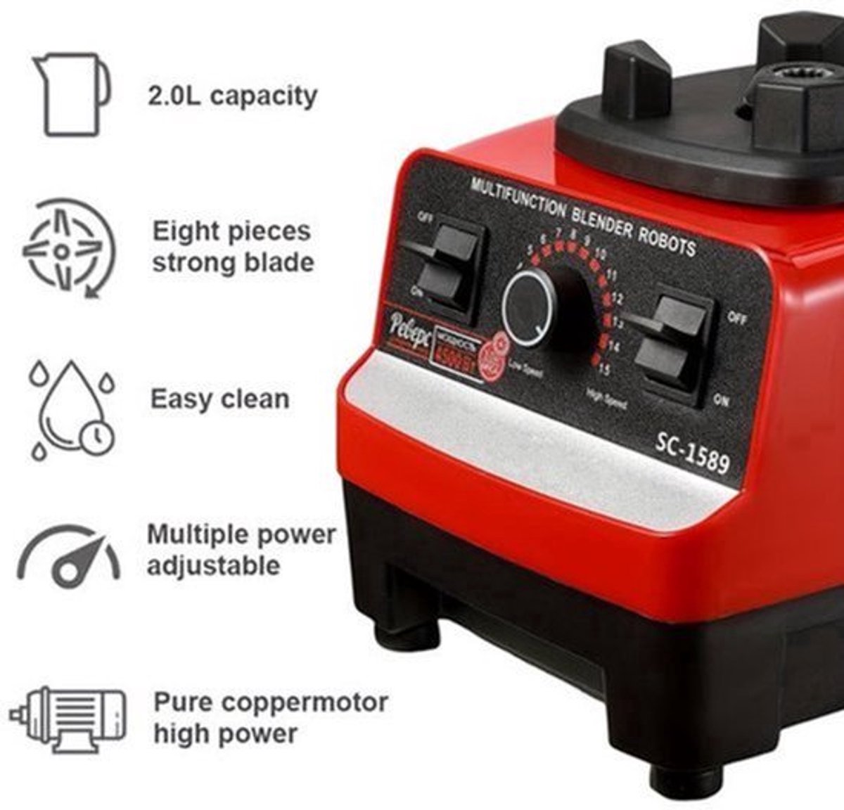 Blender – Smoothie Maker – Powerblender – Professionele Blender – To Go – 2000W Motor – Roestvrijstalen Messen