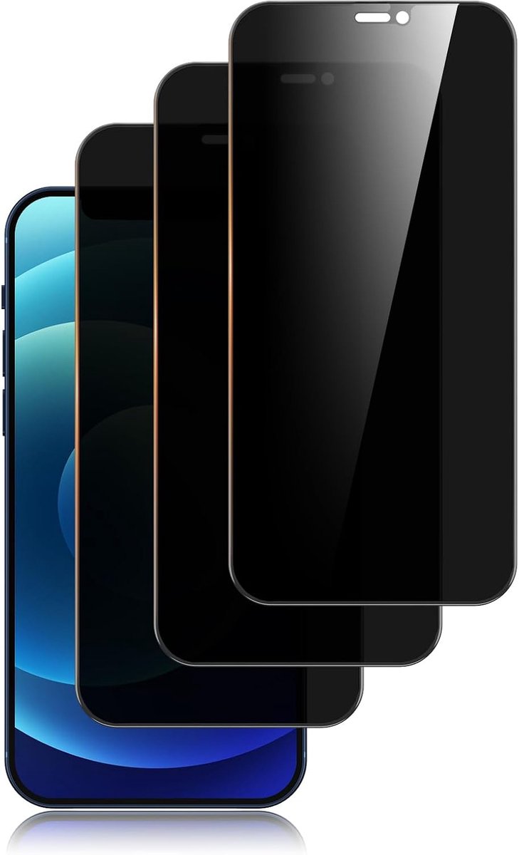 3 stuks, gehard glas tegen spionage voor iPhone 12, iPhone 12 Pro (6,1 inch), verbeterde privacyhoek 28 graden, ultra-resistente hardheid 9H, zonder luchtbellen (zwart)