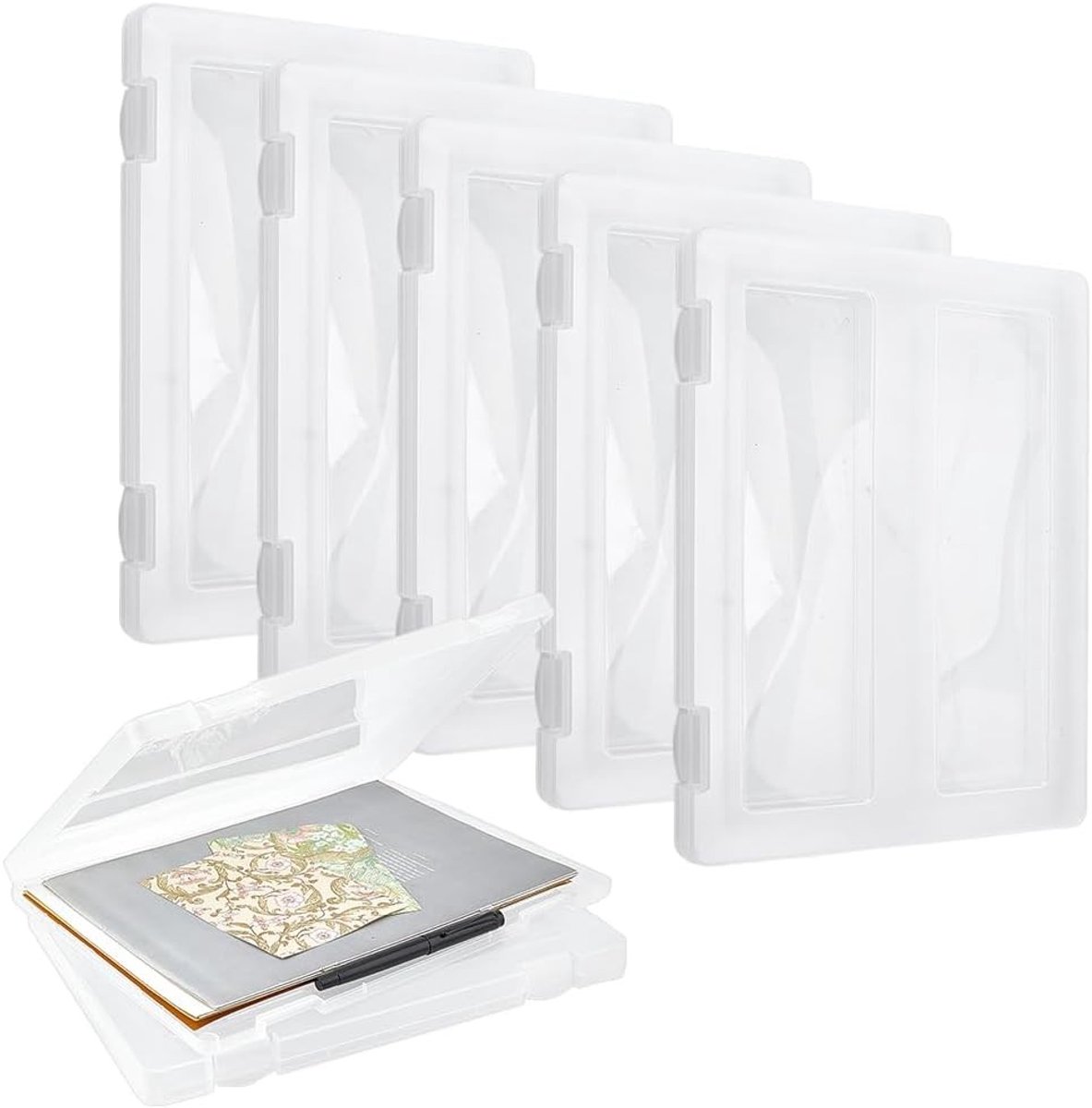 Set van 6 Transparante A4 Documentdozen - Opbergdozen voor Documenten, Projecten en Kantoorbenodigdheden - 23.5x31.2cm