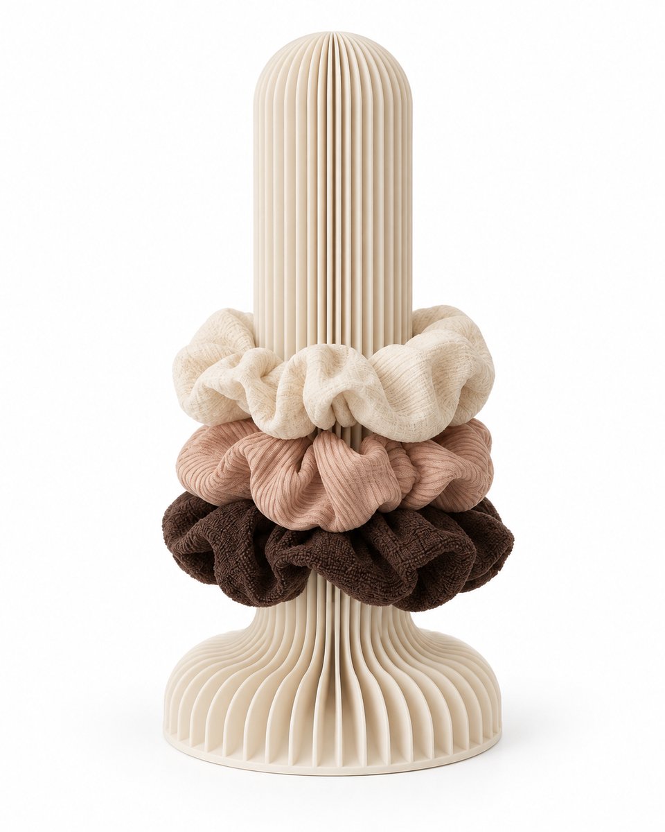 Scrunchie Houder – Haaraccessoire Organizer – Haar Elastiekjes Houder – 3D Geprint – Modern Geribbeld Design