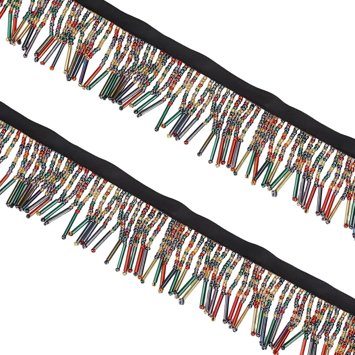 Franje Rand, 2 yard Naaiwerk van Glaskralen 1,57 (5) Cm Kleurrijke Decoratieve Franje Kanten Lint voor Riemen Kleding en Creatieve Vrije Tijd