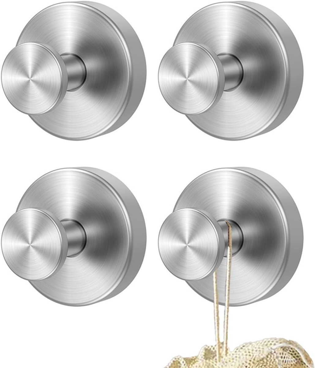 Belastbaar Tot 6 Kg, Handdoekhaak, Badjashaak, Zonder Boren, Waterdicht, Zuignap, Handdoekhaak Voor Badkamer, Keuken, Gladde Ramen, Muur, Glas (zilver-4pcs)