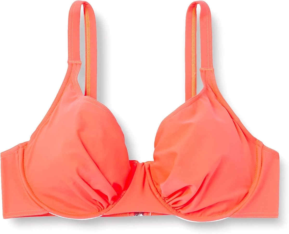 druk bikinitop voor dames., Neon koraal., 46