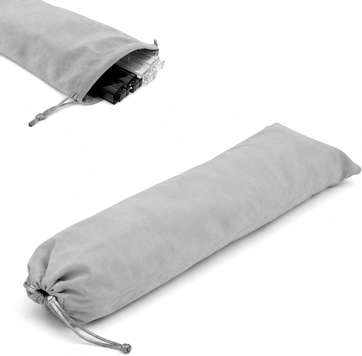 Opbergtas voor Mahjongrekken, 57,5x16,5cm Waterdicht Stofbestendig Fluwelen Draagtas met Trekkoord Grote Opbergruimte voor Mahjongaccessoires Rek Niet Inbegrepen (Grijs)