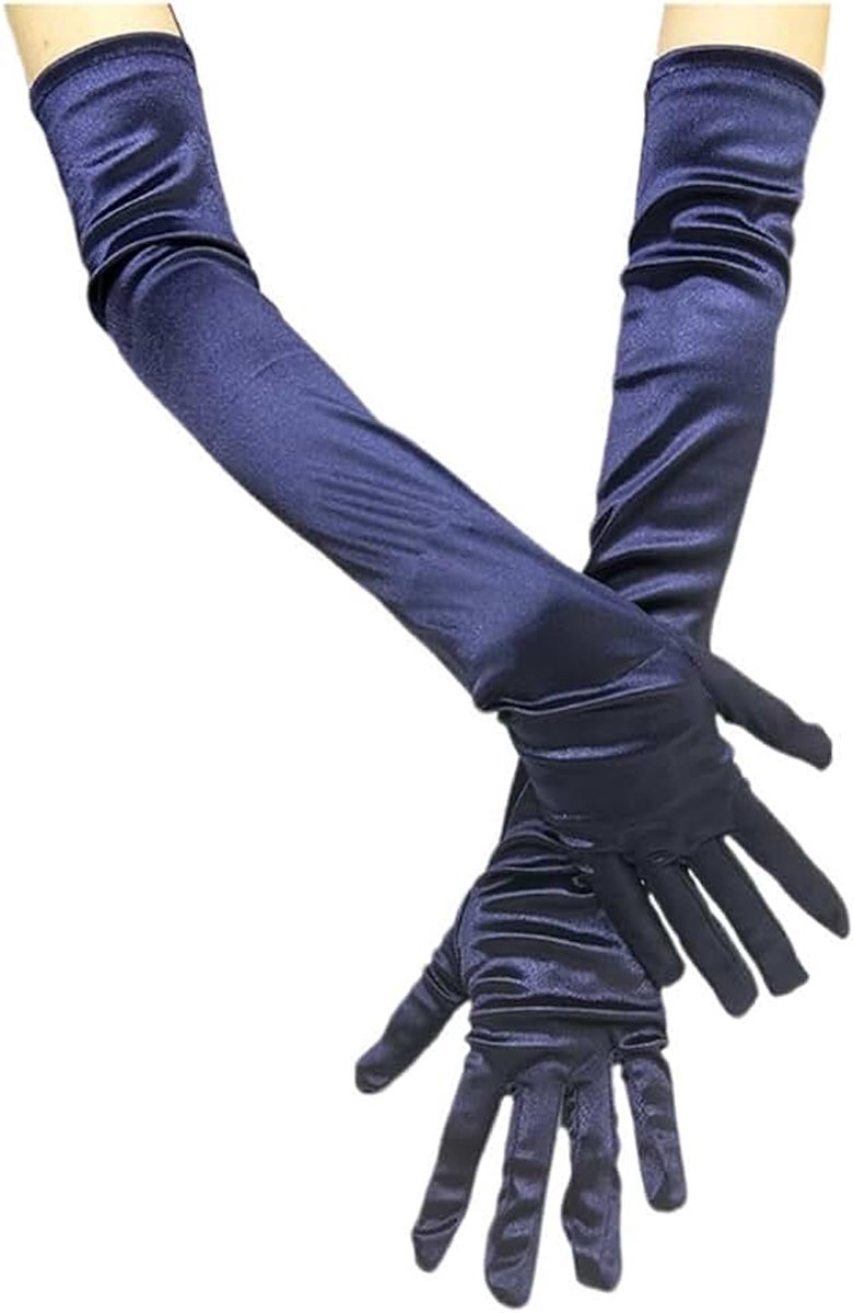Handschoenen, satijn, 55 cm, klassieke elegante avondhandschoenen, jaren 20, handschoenen, elastische satijnen handschoenen, opera-party, Halloween, carnaval, kostuum