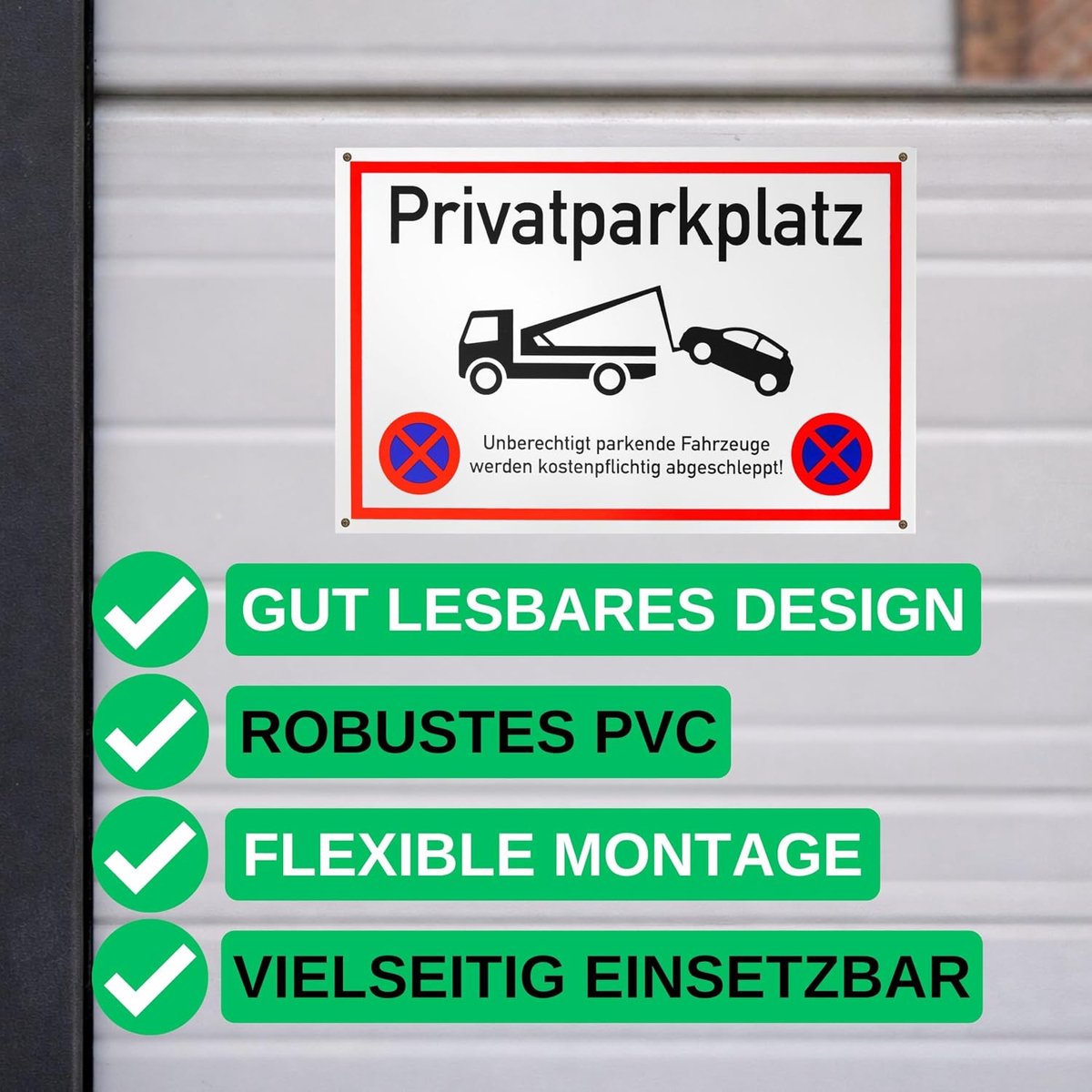 "Privéparkeerplaats", 1 stuk, 30 x 20 cm, 2,7 mm dik pvc-bord met boorgaten, parkeren verboden bord voor binnen en buiten, parkeerverbod bord privéterrein, garage, palen