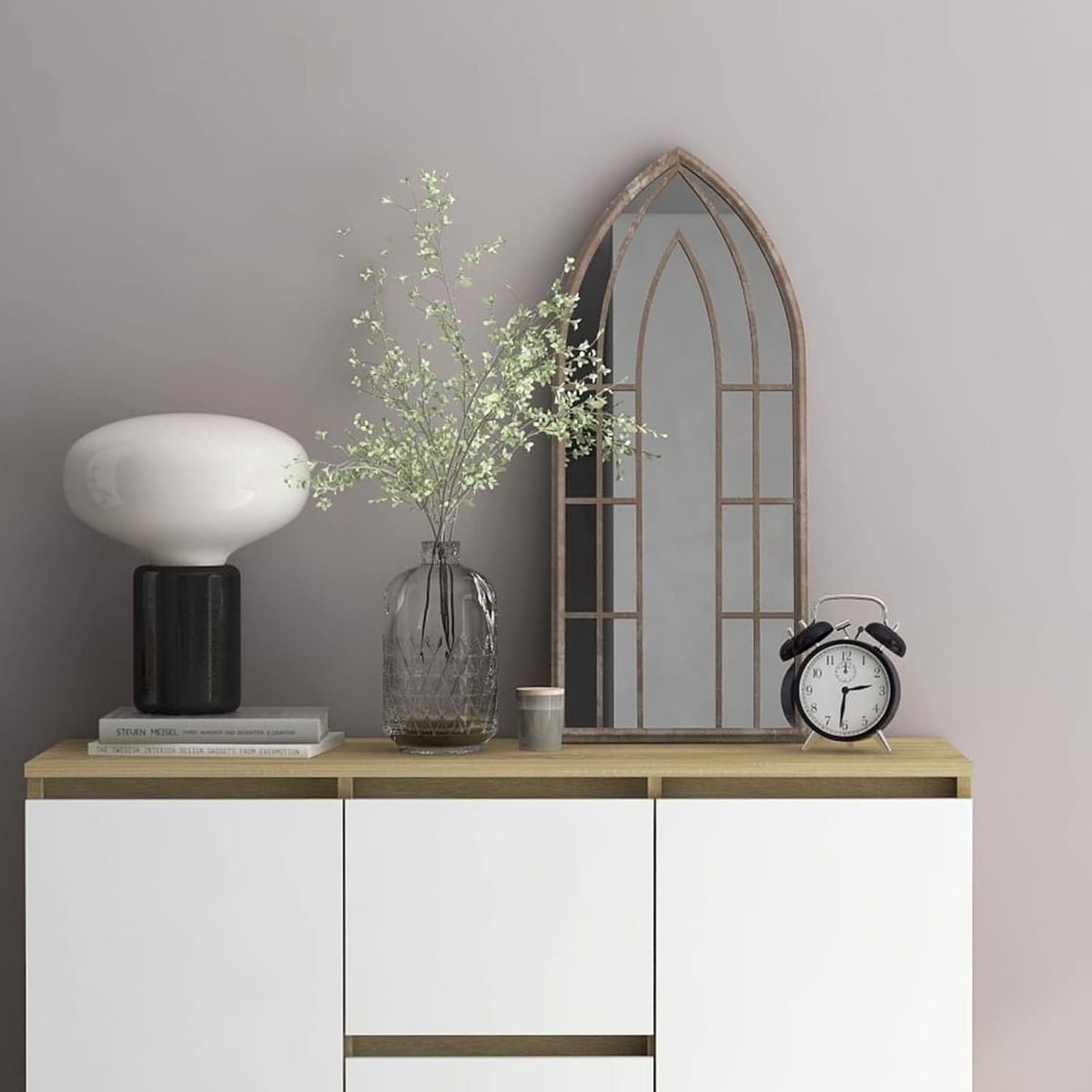 Spiegel binnenspiegel, wandspiegel, badkamerspiegel, 70 x 30 cm (L x B) voor binnen, dikte: 3 cm, ijzer, glas, zand