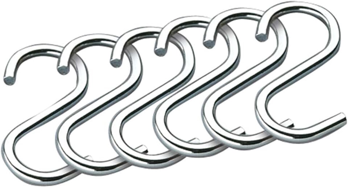 10.05100.38.06 S-haken, chroom 6 stuks, roestvrij staal, zilver