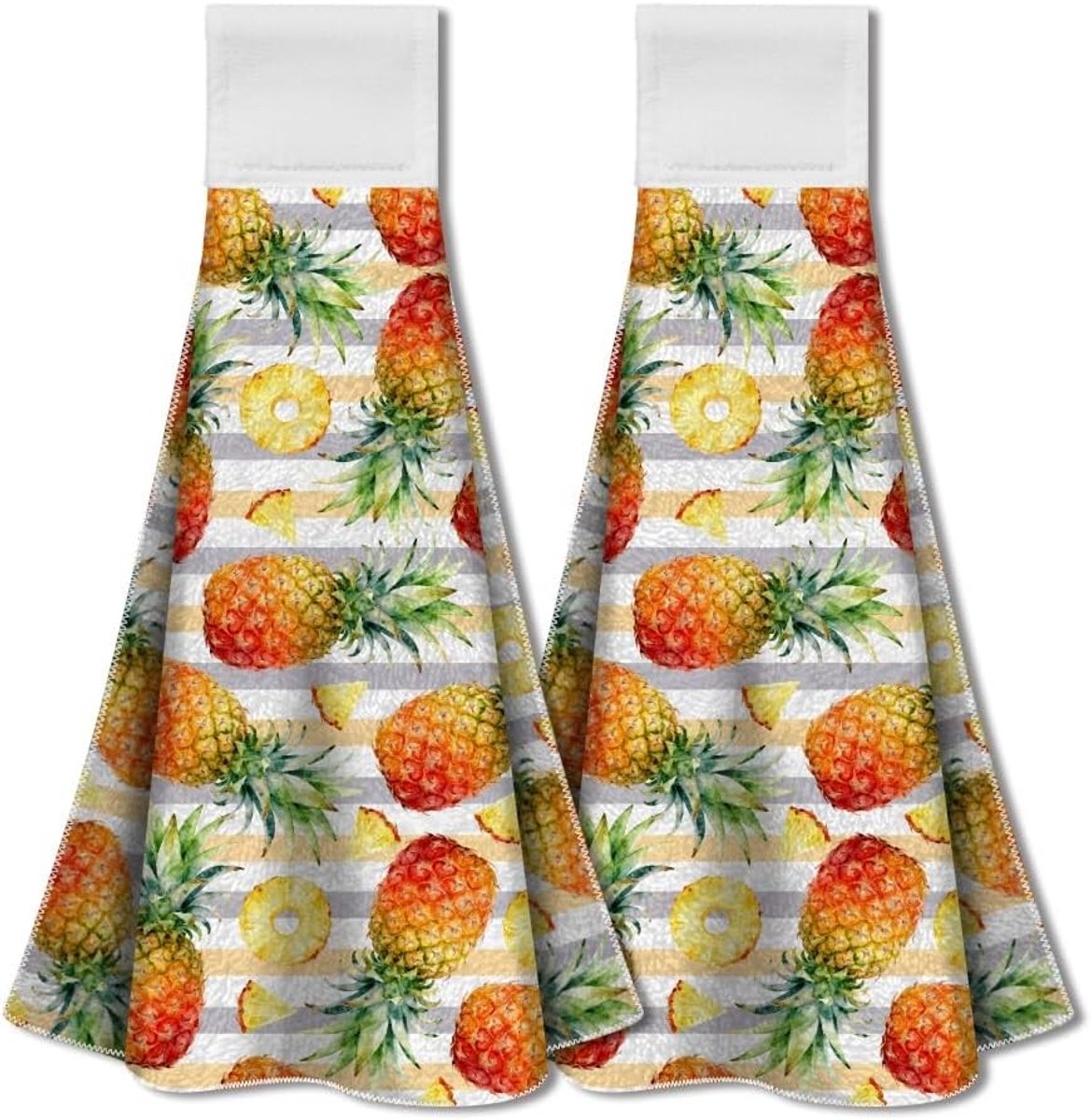 Tropische Ananas Keuken Hangdoeken met Lus - 2-Pack Microfiber Handdoeken, Absorberend en Decoratief voor Huishoudens en Feestjes
