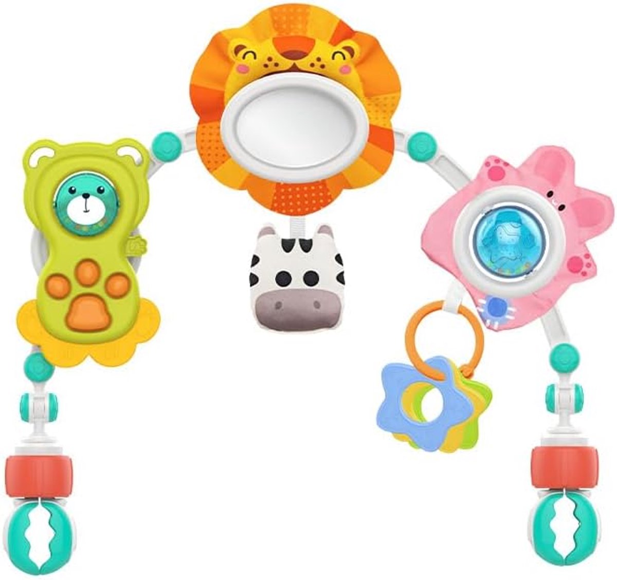Kinderwagenspeelgoed, kinderwagen boogspeelgoed, motoriek speelgoed voor baby's en peuters, kinderwagenketting, speelgoed baby 0-12 maanden voor wieg en wieg (groen)