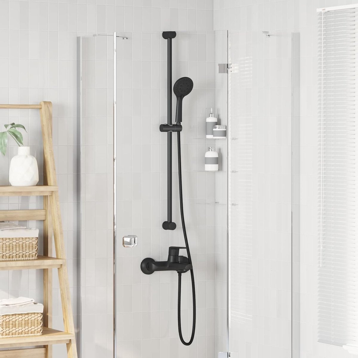 Douchekop met slang 150 cm zwart roestvrij staal handdouche 5 straalsoorten hogedruk doucheset voor badkamer