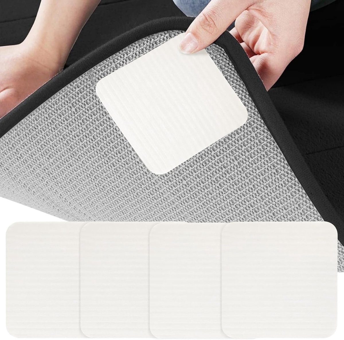 Grippers voor tapijt, antislip anti-krul tapijt, hoekgrijpers, dubbelzijdig tapijttape voor hardhouten vloeren, laminaatvloeren en tegels, houden het tapijt op zijn plaats, geen schade herbruikbaar, 2